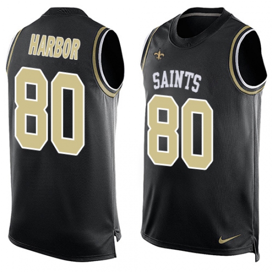 Men's Nike New Orleans Saints 80 Clay Harbor Limited Black Player Name & Number Tank Top NFL Jersey