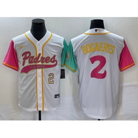 Men's San Diego Padres 2 Xander Bogaerts White Number NEW 2023 City Connect Cool Base Stitched Jersey