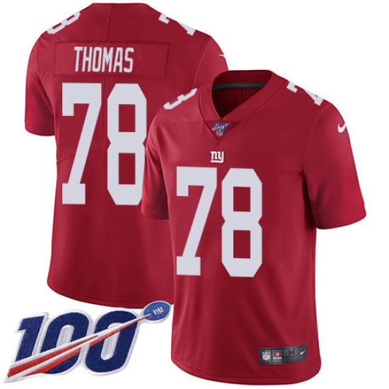 Youth New York Giants 78 Andrew Thomas Red Alternate Stitched NFL 100th Season Vapor Untouchable Limited Jersey