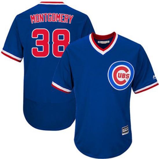 Men's Majestic Chicago Cubs 38 Mike Montgomery Replica Royal Blue Cooperstown Cool Base MLB Jersey