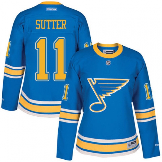 Women's Reebok St. Louis Blues 11 Brian Sutter Premier Blue 2017 Winter Classic NHL Jersey