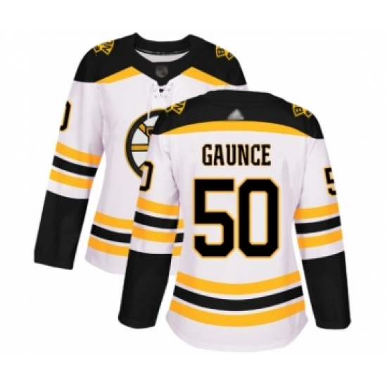 Women's Boston Bruins 50 Brendan Gaunce Authentic White Away Hockey Jersey