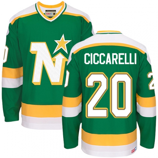 Men's CCM Dallas Stars 20 Dino Ciccarelli Premier Green Throwback NHL Jersey