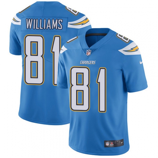 Men's Nike Los Angeles Chargers 81 Mike Williams Electric Blue Alternate Vapor Untouchable Limited Player NFL Jersey