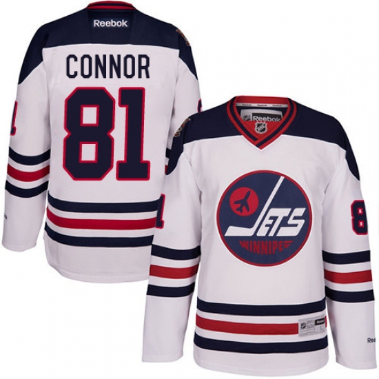 Men's Reebok Winnipeg Jets 81 Kyle Connor Authentic White 2016 Heritage Classic NHL Jersey