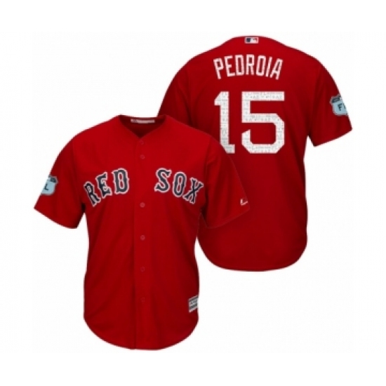 Men's Boston Red Sox Dustin Pedroia 15 2017 Spring Training Grapefruit League Patch Red Cool Base Jersey