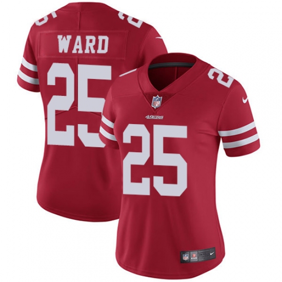 Women's Nike San Francisco 49ers 25 Jimmie Ward Elite Red Team Color NFL Jersey