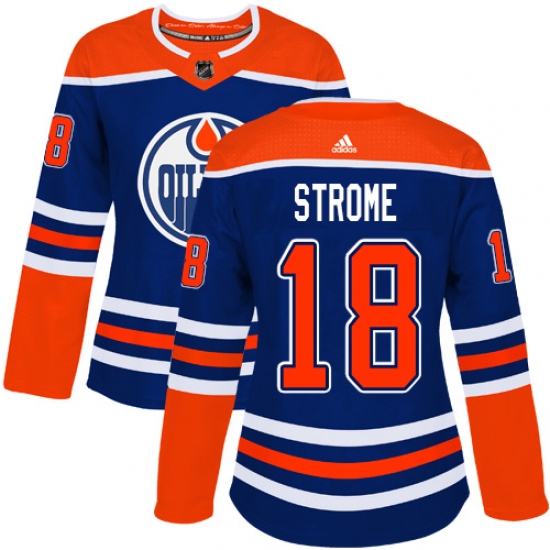 Women's Adidas Edmonton Oilers 18 Ryan Strome Authentic Royal Blue Alternate NHL Jersey