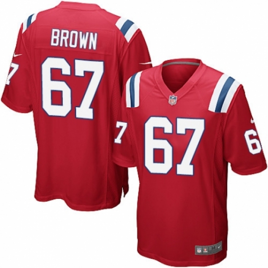 Men's Nike New England Patriots 67 Trent Brown Game Red Alternate NFL Jersey