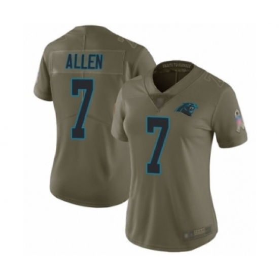 Women's Carolina Panthers 7 Kyle Allen Limited Olive 2017 Salute to Service Football Jersey