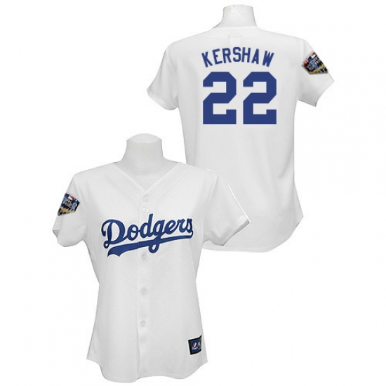 Women's Majestic Los Angeles Dodgers 22 Clayton Kershaw Authentic White 2018 World Series MLB Jersey