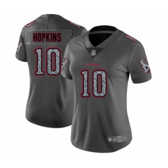 Women's Houston Texans 10 DeAndre Hopkins Limited Gray Static Fashion Football Jersey