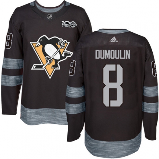 Men's Reebok Pittsburgh Penguins 8 Brian Dumoulin Authentic Black 1917-2017 100th Anniversary NHL Jersey