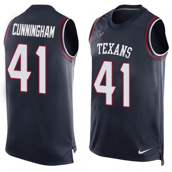 Men's Nike Houston Texans 41 Zach Cunningham Limited Navy Blue Player Name & Number Tank Top NFL Jersey