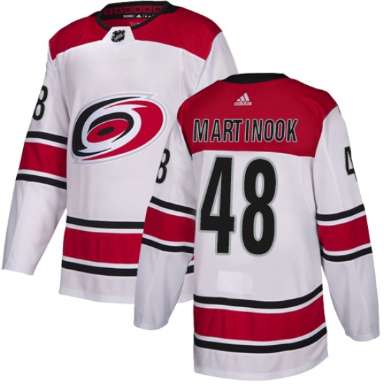 Youth Adidas Carolina Hurricanes 48 Jordan Martinook Authentic White Away NHL Jersey