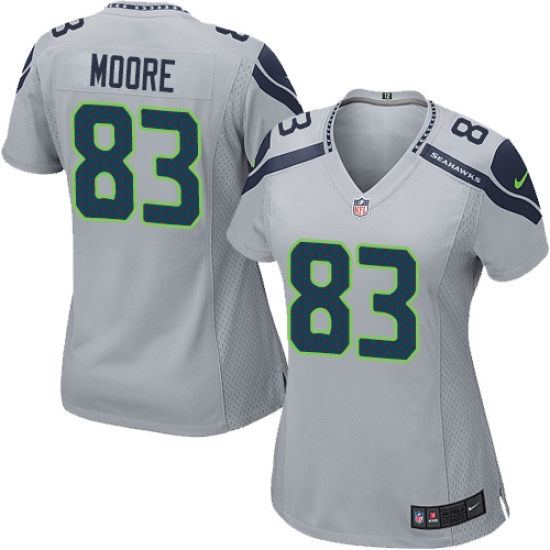 Women's Nike Seattle Seahawks 83 David Moore Game Grey Alternate NFL Jersey