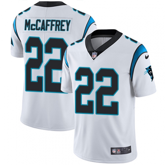 Men's Nike Carolina Panthers 22 Christian McCaffrey White Vapor Untouchable Limited Player NFL Jersey