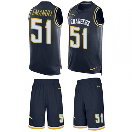 Men's Nike Los Angeles Chargers 51 Kyle Emanuel Limited Navy Blue Tank Top Suit NFL Jersey