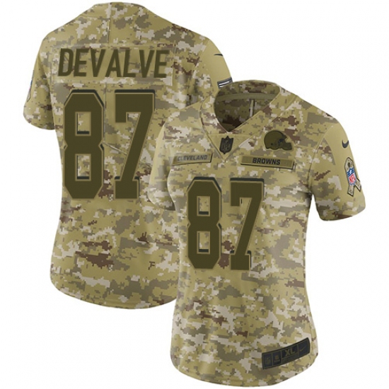 Women's Nike Cleveland Browns 87 Seth DeValve Limited Camo 2018 Salute to Service NFL Jersey