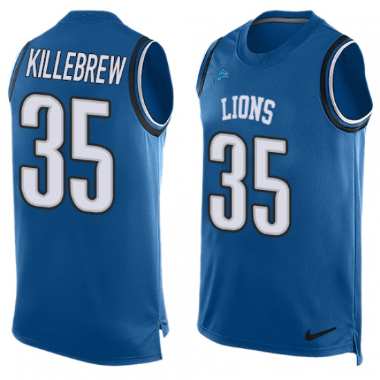 Men's Nike Detroit Lions 35 Miles Killebrew Limited Blue Player Name & Number Tank Top NFL Jersey