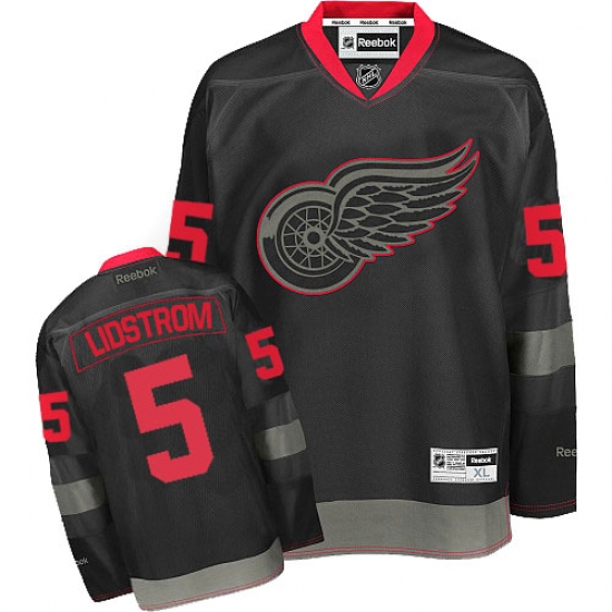 Men's Reebok Detroit Red Wings 5 Nicklas Lidstrom Authentic Black Ice NHL Jersey