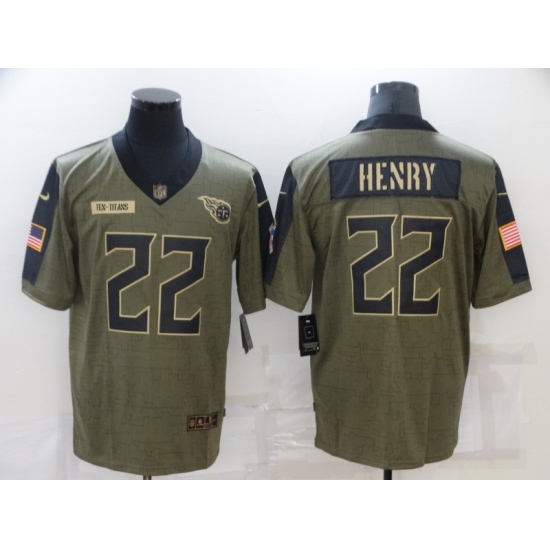 Men's Tennessee Titans 22 Derrick Henry Nike Olive 2021 Salute To Service Limited Player Jersey