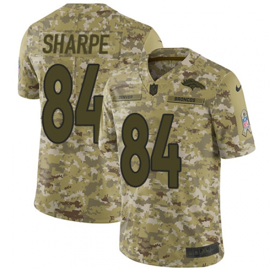 Youth Nike Denver Broncos 84 Shannon Sharpe Limited Camo 2018 Salute to Service NFL Jersey