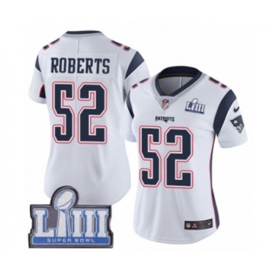 Women's Nike New England Patriots 52 Elandon Roberts White Vapor Untouchable Limited Player Super Bowl LIII Bound NFL Jersey