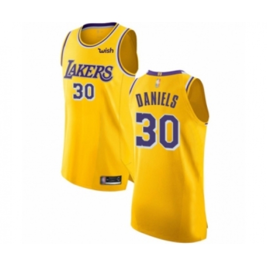 Men's Los Angeles Lakers 30 Troy Daniels Authentic Gold Basketball Jersey - Icon Edition