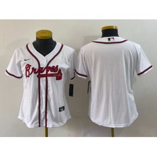 Women's Atlanta Braves Blank White Stitched MLB Cool Base Nike Jersey