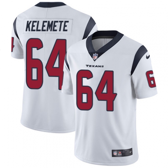 Men's Nike Houston Texans 64 Senio Kelemete White Vapor Untouchable Limited Player NFL Jersey