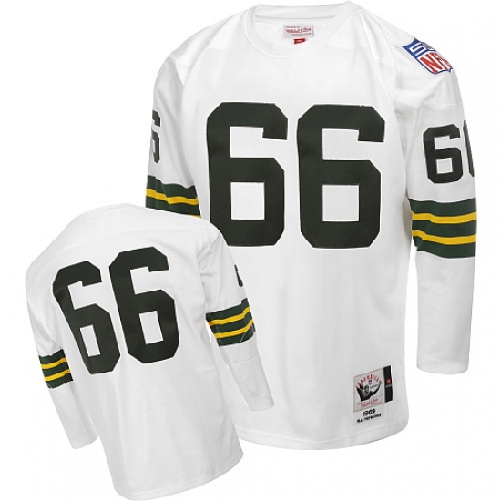 Mitchell and Ness Green Bay Packers 66 Ray Nitschke Authentic White Throwback NFL Jersey