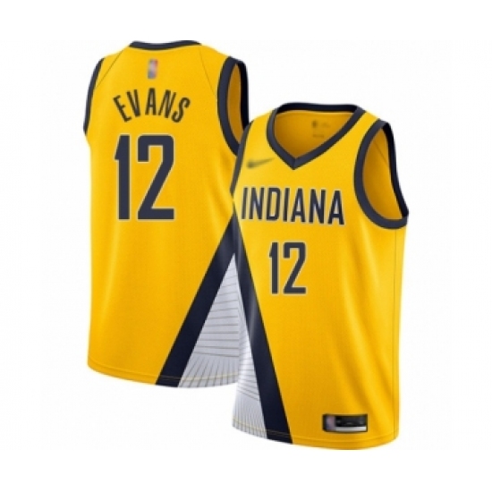 Women's Indiana Pacers 12 Tyreke Evans Swingman Gold Finished Basketball Jersey - Statement Edition