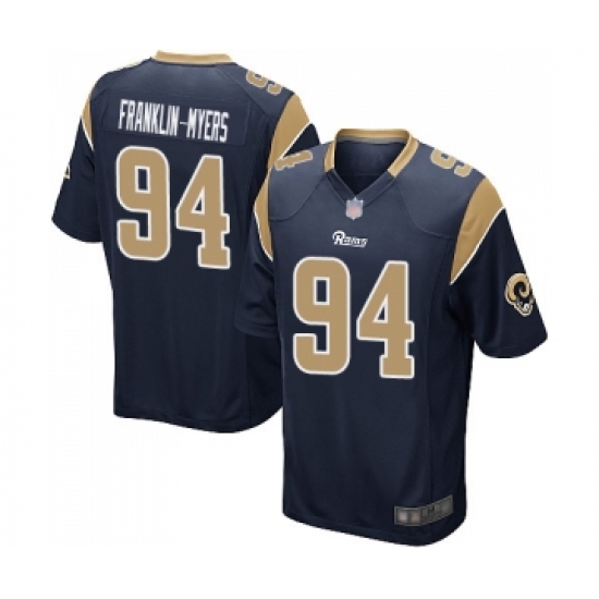 Men's Los Angeles Rams 94 John Franklin-Myers Game Navy Blue Team Color Football Jersey