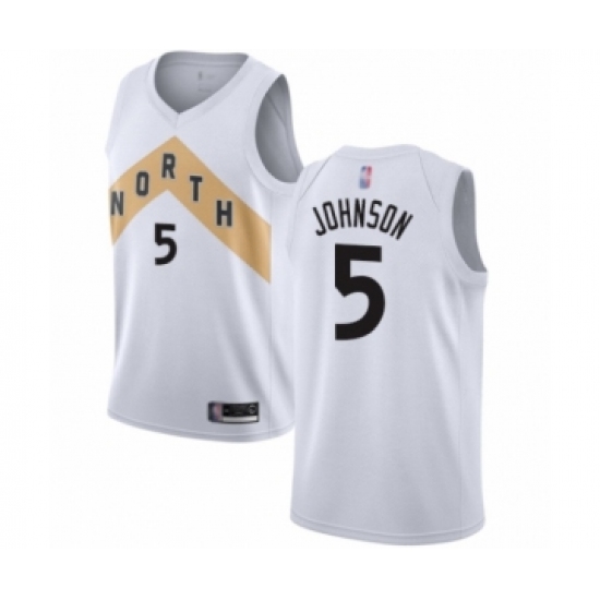 Youth Toronto Raptors 5 Stanley Johnson Swingman White Basketball Jersey - City Edition