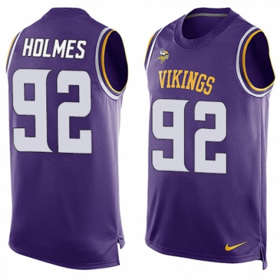 Men's Nike Minnesota Vikings 92 Jalyn Holmes Limited Purple Player Name & Number Tank Top NFL Jersey