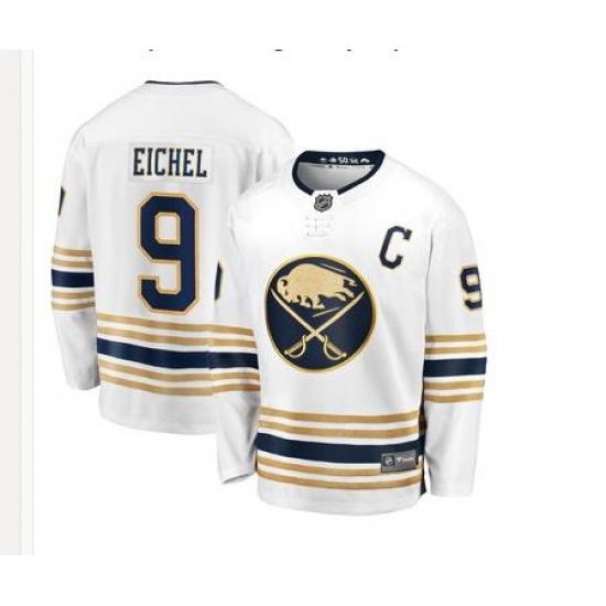 Men's adidas Buffalo Sabres 9 Jack Eichel 2019/20 White Away Breakaway Hockey Jersey