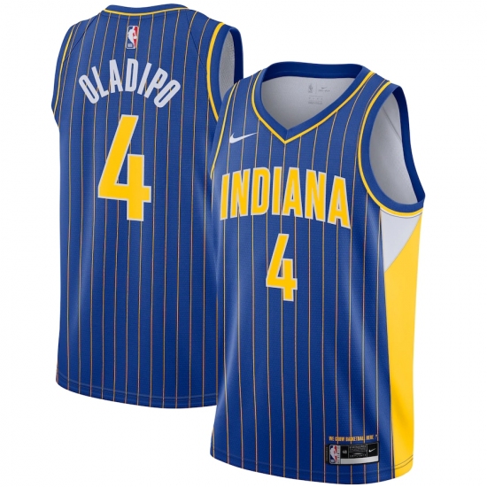 Men's Indiana Pacers 4 Victor Oladipo Nike Blue 2020-21 Swingman Player Jersey