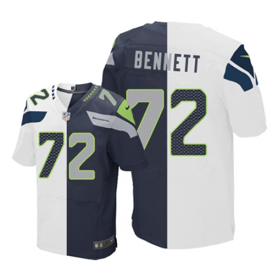 Men's Nike Seattle Seahawks 72 Michael Bennett Elite Navy/White Split Fashion NFL Jersey