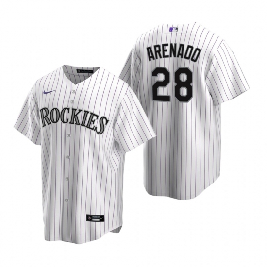 Men's Nike Colorado Rockies 28 Nolan Arenado White Home Stitched Baseball Jersey