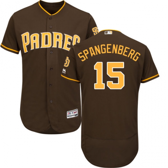 Men's Majestic San Diego Padres 15 Cory Spangenberg Brown Alternate Flex Base Authentic Collection MLB Jersey