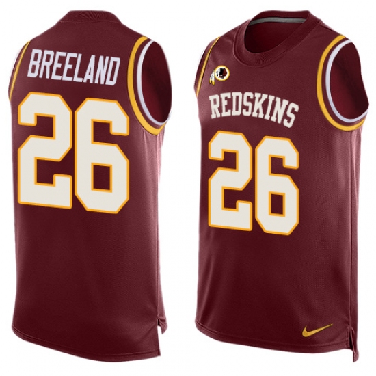 Men's Nike Washington Redskins 26 Bashaud Breeland Limited Red Player Name & Number Tank Top NFL Jersey