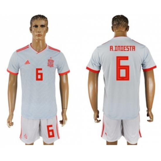 Spain 6 A.Iniesta Away Soccer Country Jersey