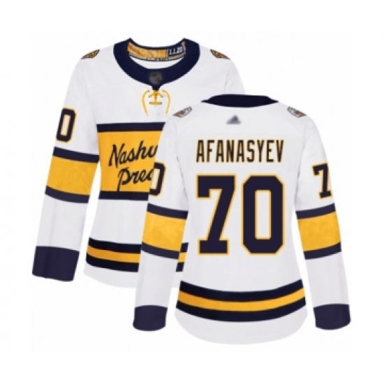 Women's Nashville Predators 70 Egor Afanasyev Authentic White 2020 Winter Classic Hockey Jersey