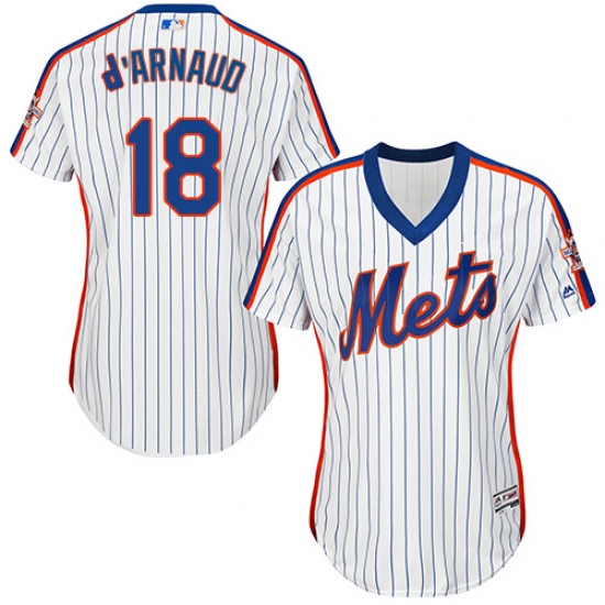 Women's Majestic New York Mets 18 Travis d'Arnaud Authentic White Alternate Cool Base MLB Jersey