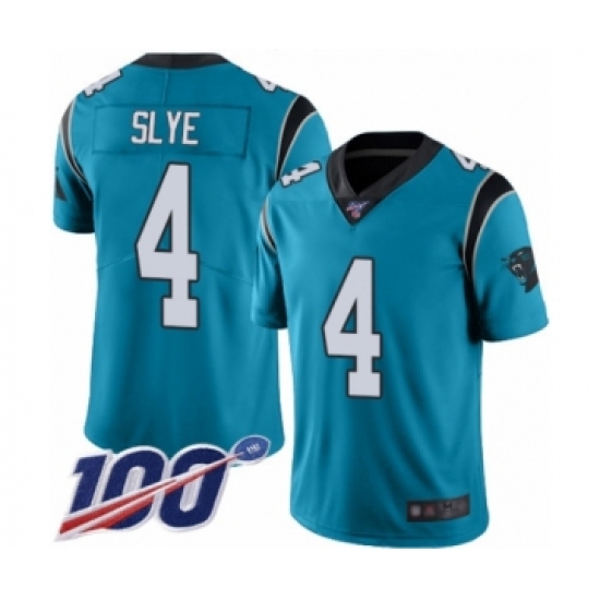 Youth Carolina Panthers 4 Joey Slye Blue Alternate Vapor Untouchable Limited Player 100th Season Football Jersey