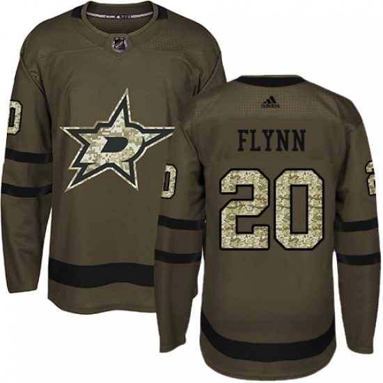 Men's Adidas Dallas Stars 20 Brian Flynn Authentic Green Salute to Service NHL Jersey