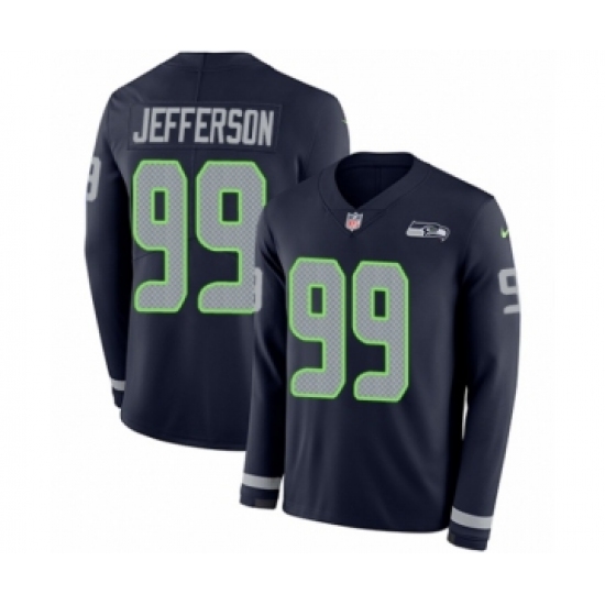 Youth Nike Seattle Seahawks 99 Quinton Jefferson Limited Navy Blue Therma Long Sleeve NFL Jersey