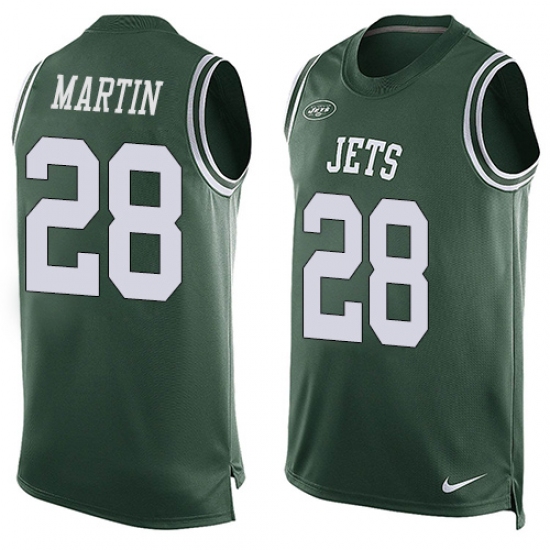 Men's Nike New York Jets 28 Curtis Martin Limited Green Player Name & Number Tank Top NFL Jersey