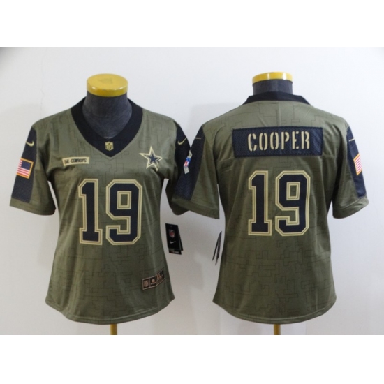 Women's Dallas Cowboys 19 Amari Cooper Nike Olive 2021 Salute To Service Limited Player Jersey